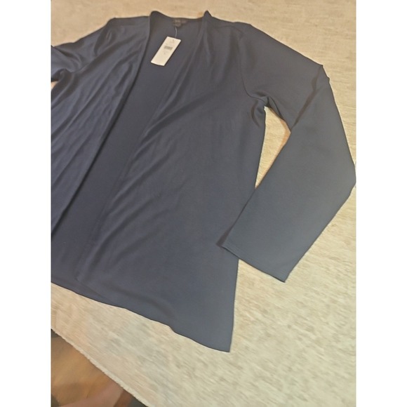 J. Jill Linen Blend Open Front Cardigan Deep Blue Size Medium - Picture 6 of 7
